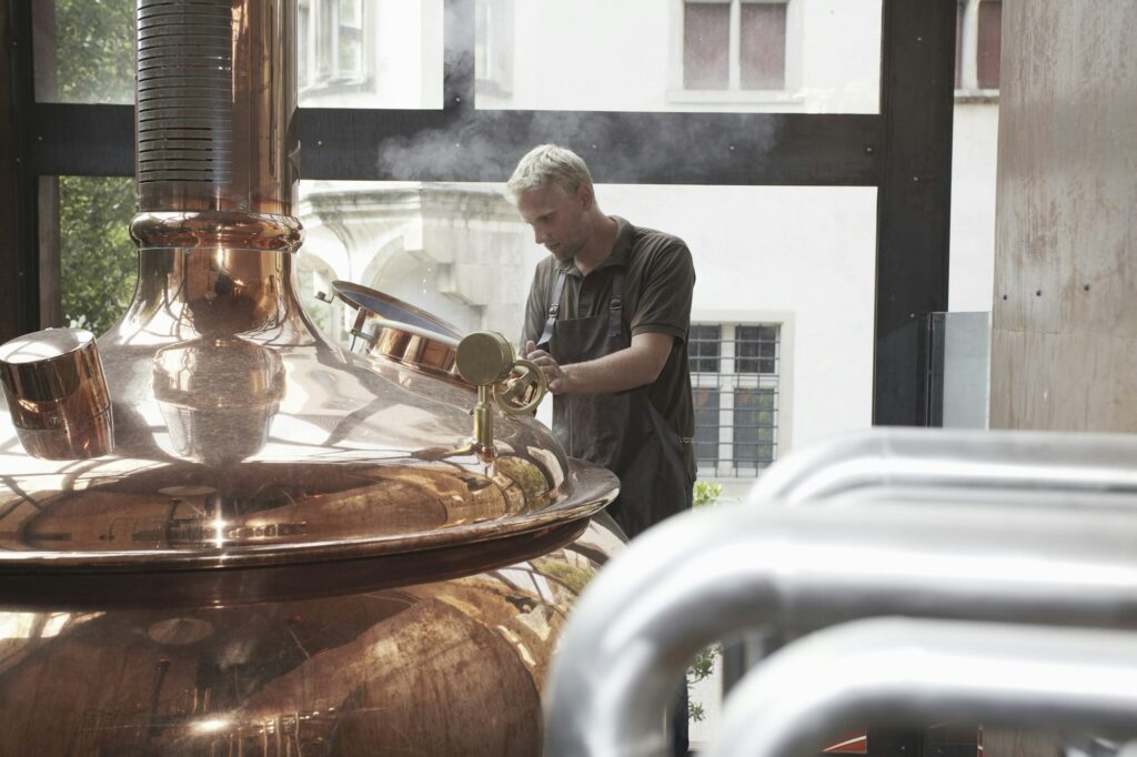 Man working at brewery